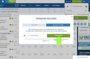 1xBet Recover Your Password step 4