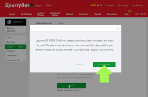 SportyBet How to deposit step 3