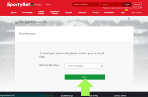 Sportybet How to Recover a Password step 2